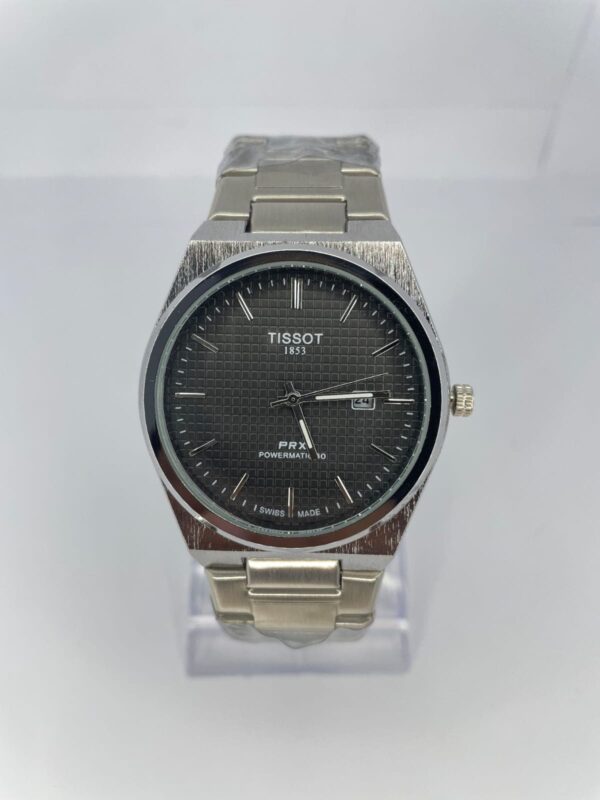 Tissot PRX 40mm men's watch with textured Black dial and stainless steel