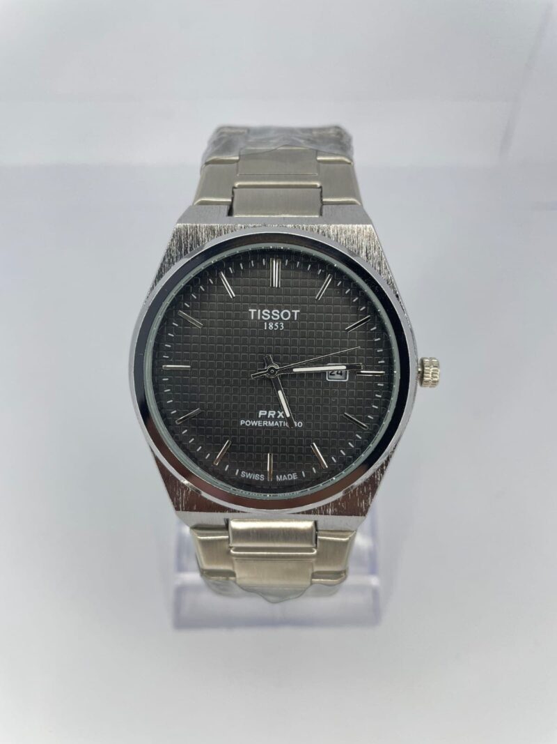 Tissot PRX 40mm men's watch with textured Black dial and stainless steel