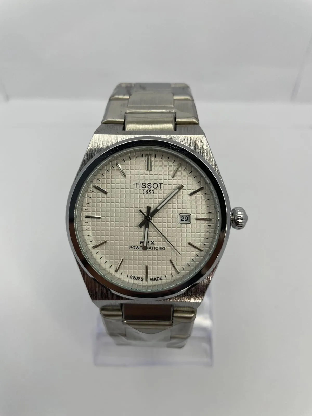 Tissot PRX 40mm men's watch with textured White dial and stainless steel