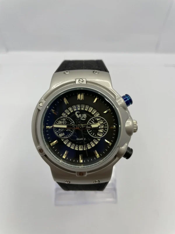Men’s NSKH N950 quartz wristwatch with analog display and leather strap