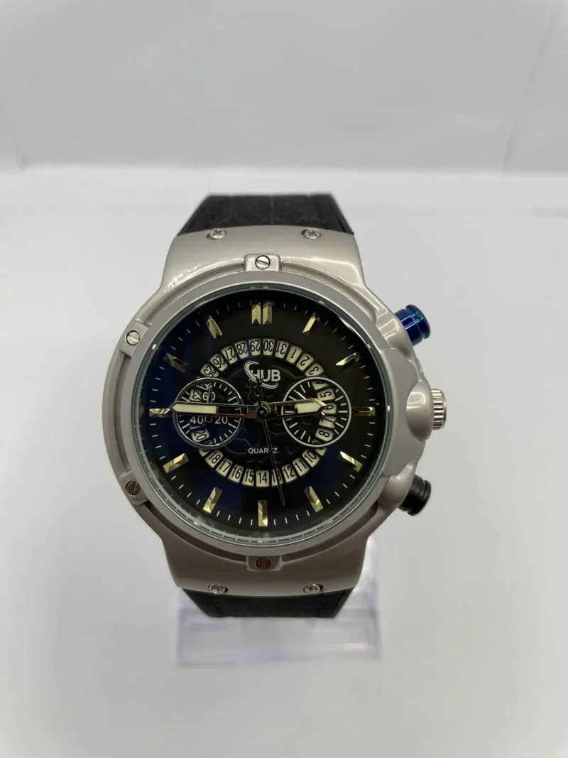 Men’s NSKH N950 quartz wristwatch with analog display and leather strap