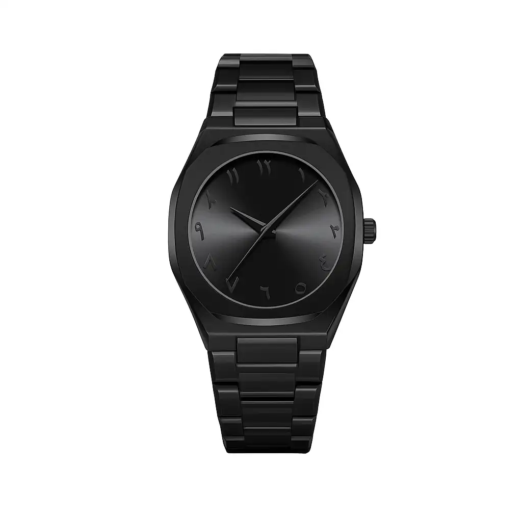 Arabic Numerals Matte Black Edition/ Stainless Steel Premium Chain Aura - Arabic / Sleek Matte Black DIal Edition / Stainless Steel Premium Chain