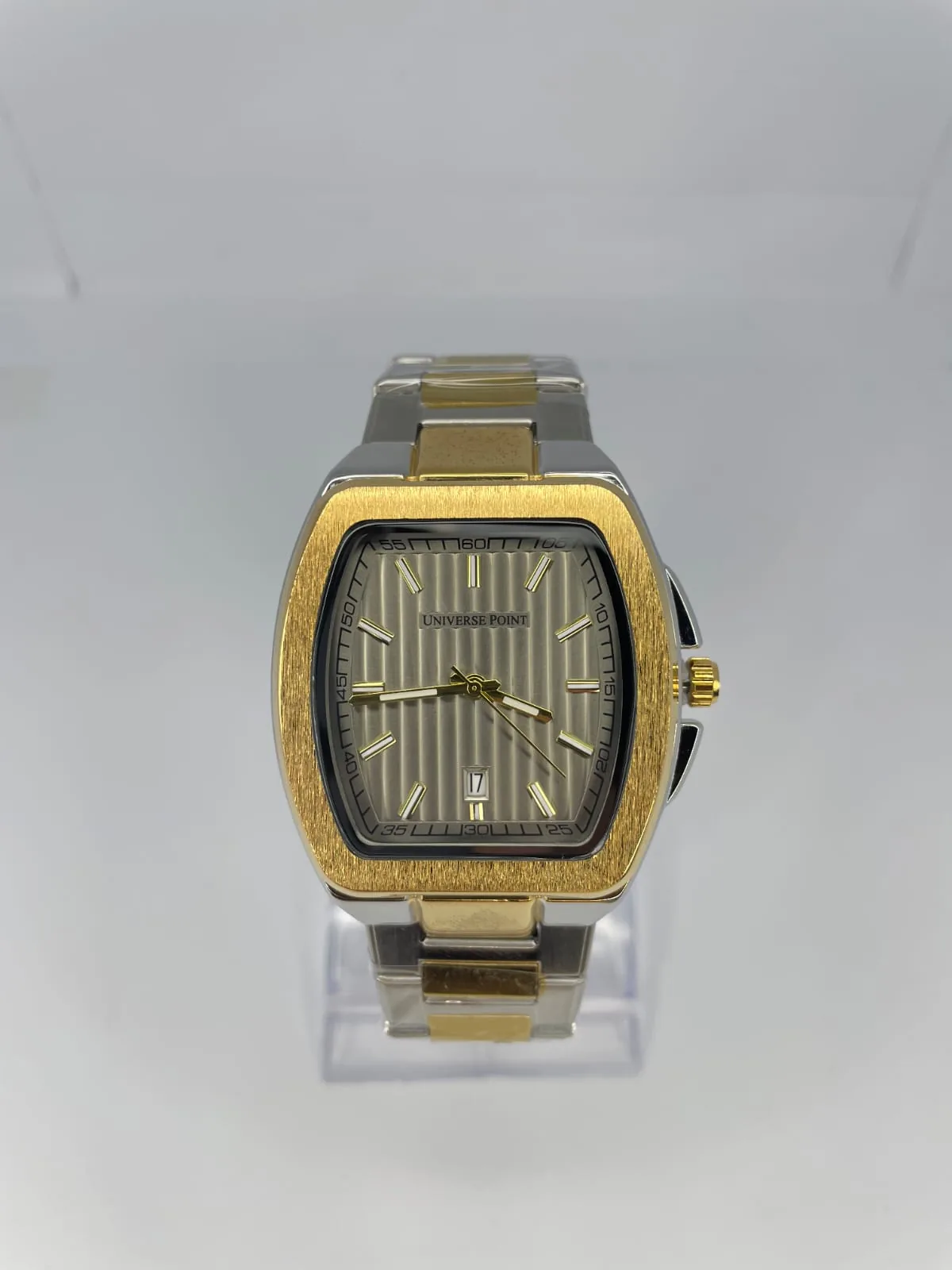 Universe Point Gold Stainless Steel Chain /Ash White Dial Universe Point Ash White Dial Gold/Silver Chain