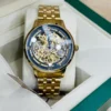 Rolex Skeleton Automatic Watch Auroxx Rolex Collection blue dial gold chain