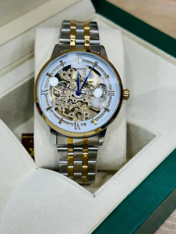 Auroxx Rolex Collection white dial two tone stainless steel chain